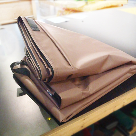 Crash Mat Cover Only (No Foam) 8' x 7.5' x 30" with Mesh Air Release and 4 Webbing Handles Sewn into Sean with Velcro Closure - Yellow 18oz Vinyl.. Click to expand image