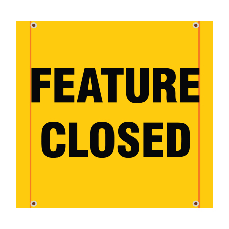 BS05 Feature Closed, high visibility yellow square mesh banner 30x30, high visibility yellow mesh banner 84x30, tear and mildew resistant high tenacity polyester, coated with fade resistant bright yellow vinyl, grommets and sleeves on sides for bamboo poles. Click to expand image