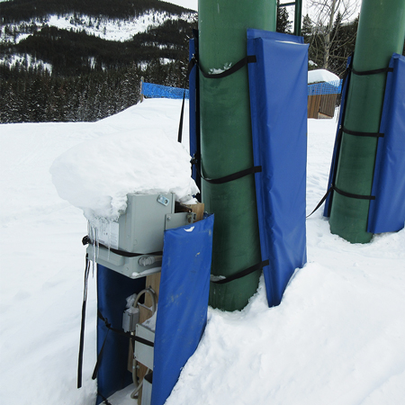 Hydrant Gun Pad No Lid - 2" closed cell foam 36" tall with 3 panels - back panel 12" wide, side panels 2 x 24" wide with straps and metal buckles (or choice of Grommets for Lace up Option).. Click to expand image
