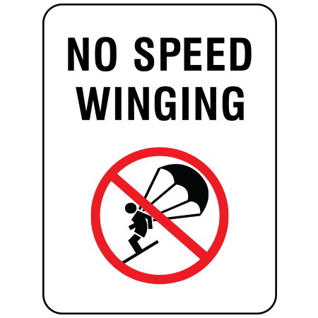 S422 No speed winging, 18 x 24. Reflective Aluminum Sign, message for all parks, recreational facilities, municipal, city, town. Rules and conditions of your specific area, jurisdiction, produced by Inter-Mtn.. Click to expand image
