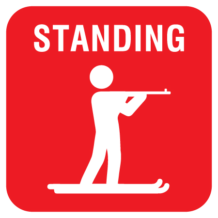 W189 Standing Biathlon Sign for Cross Country Skiers and Nordic Clubs on highly-visible reflective red