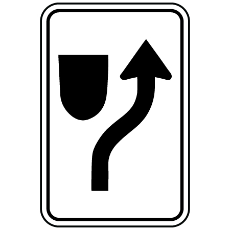 R-014 Keep right arrow, 12 x 18. Reflective aluminum, traffic sign for all parks, recreational facilities, municipal, city, town. Rules and conditions of your specific area, jurisdiction, produced by Inter-Mtn.. Click to expand image