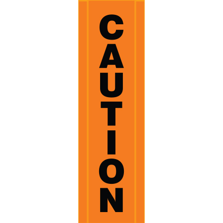BV04 Caution, high visibility orange vertical mesh banner 18x60, high visibility orange mesh banner 84x30, tear and mildew resistant high tenacity polyester, coated with fade resistant high vis orange vinyl, grommets and sleeves on sides for bamboo poles. Click to expand image