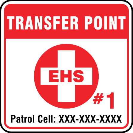 B502, 18 x 18, 12 x 12, transfer point, ehs, patrol phone, cell number, Mountain bike risk and liability, safety, summer, trail, downhill, available on white or yellow coroplast and 12 gauge sign grade aluminum sheeted with top quality, high performance print* or vinyl graphics.. Click to expand image