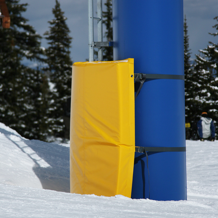Tower Pad 6' x 6' x 6" Open Cell Foam with Straps and Buckles Yellow 18oz Vinyl.. Click to expand image