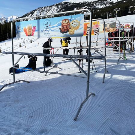 Add Sign Frame to Standard 10' Aluminum Ski Rack 36" x 96".. Click to expand image
