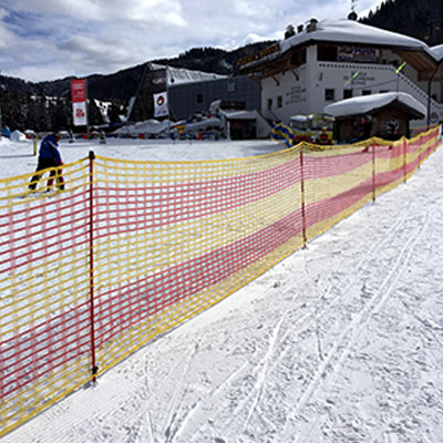 BARRIER FENCE - Yellow Red on snow fiberglass pole. Click to expand image