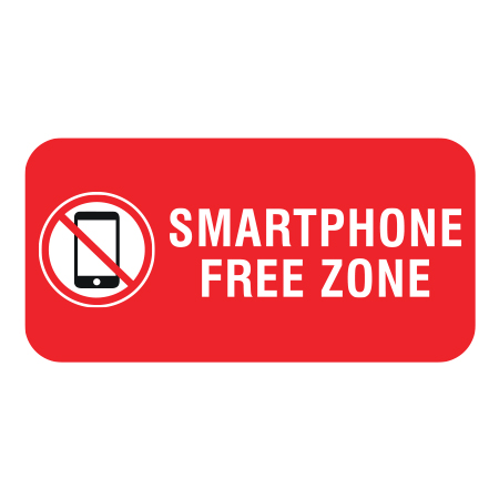 S418 Smartphone free zone, 12 x 6. Reflective Aluminum Sign, message for all parks, recreational facilities, municipal, city, town. Rules and conditions of your specific area, jurisdiction, produced by Inter-Mtn.. Click to expand image