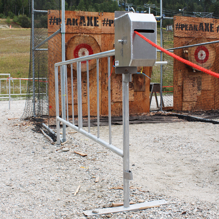Aluminum Barrier Band / Rope Winder Closed Box Design with locking mechanism - 12" x 6" x 12".. Click to expand image