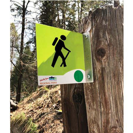 Trail markers are available in a variety of shapes and sizes and allow for double sided messaging. Add logos and branding.. Click to expand image