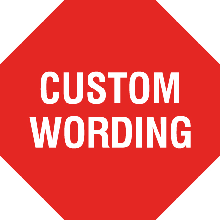 D37 Custom Wording, Red Octagon Flip Discs 18 x 18, polythylene disc, UV protected and cost effective marking signs, holes on top to hang from rope, slots top and bottom to fit over bamboo poles, trail and ability markers. Click to expand image