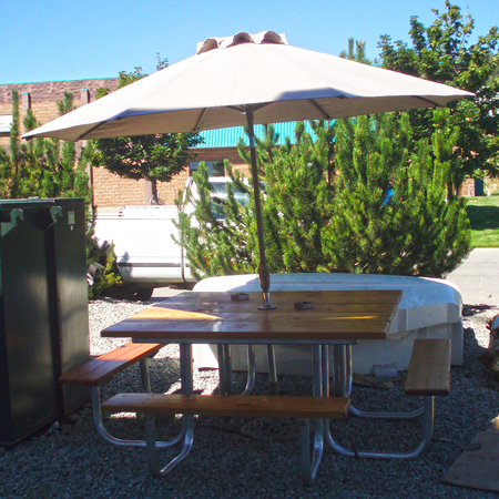 8' Picnic Table(96" x 62.5" x 30)" - Pressure Treated Wood with Steel tube Frame. Mounting Hardware Included. Breaks down for shipping.. Click to expand image
