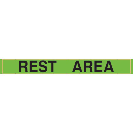 Large oversized banner for Rest Area. Made of hi vish mesh, tear and mildew resistant high tenacity polyester, coated with fade resistant high vis orange vinyl, grommets and sleeves on sides for bamboo poles. Click to expand image
