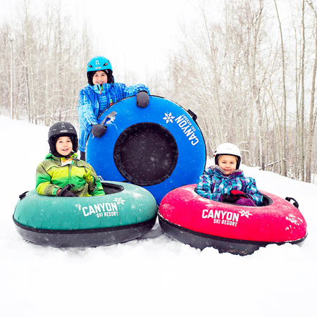 Adult Hard Bottom Snow Tubes 41" - Complete with Inner Tube and Leash - Blue Cordura.. Click to expand image