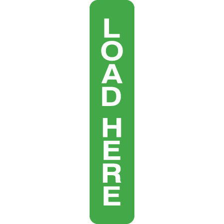 D70 Load Here - Green Rectangle Disc 4" x 20", polythylene disc, UV protected and cost effective marking signs, holes on top to hang from rope, slots top and bottom to fit over bamboo poles, trail and ability markers.. Click to expand image