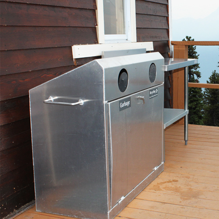 Aluminum 2 Hole Garbage/Recycling Container with Standard Decals.. Click to expand image