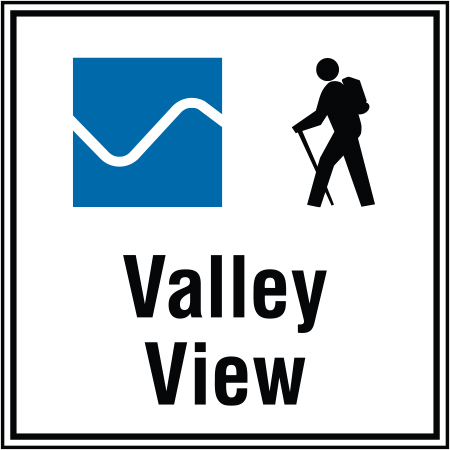 B162c 18" x 18" Coroplast Sign - Blue Hiking Trail Sign - Valley View.. Click to expand image
