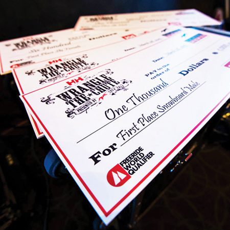 Branded cheques for events, competitions, races, tournaments - Inter-Mtn. Enterprises.