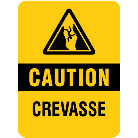 H146 Caution Crevasse 18" x 24" Yellow Reflective Aluminum Sign produced by Inter-Mtn.. Click to expand image