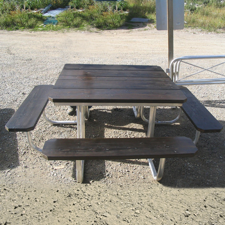 8' Picnic Table(96" x 62.5" x 30)" - Pressure Treated Wood with Steel tube Frame. Mounting Hardware Included. Breaks down for shipping.
