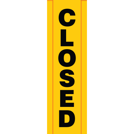 BV03 Closed, high visibility yellow vertical mesh banner 18x60, high visibility yellow mesh banner 84x30, tear and mildew resistant high tenacity polyester, coated with fade resistant bright yellow vinyl, grommets and sleeves on sides for bamboo poles. Click to expand image