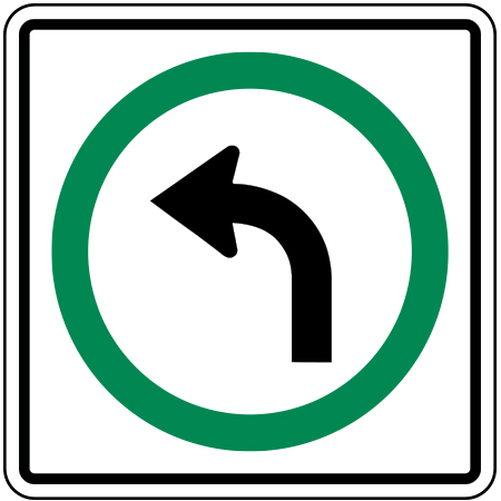 R-015 Left turn only, 18 x 18, 24 x 24. Reflective aluminum, traffic sign for all parks, recreational facilities, municipal, city, town. Rules and conditions of your specific area, jurisdiction, produced by Inter-Mtn.. Click to expand image