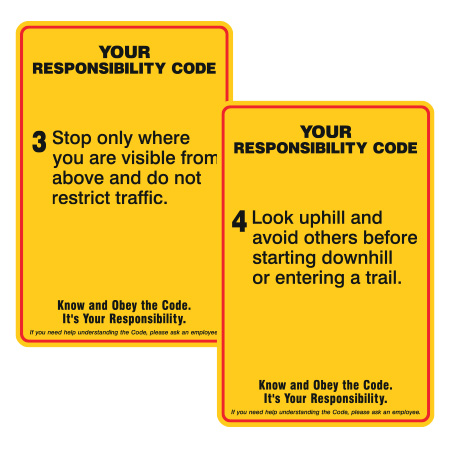 H605 Your Responsibility Code (US), yellow reflective aluminum liability sign with rounded corners - ski area sign - Inter-Mtn.. Click to expand image