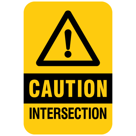W119 Caution - Intersection 12" x 18", yellow reflective aluminum nordic sign with rounded corners - ski area sign - Inter-Mtn.. Click to expand image