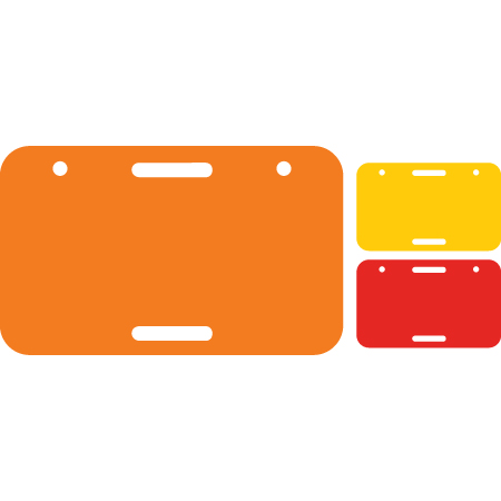rectangle polythylene disc, UV protected and cost effective marking signs, holes on top to hang from rope, slots top and bottom to fit over bamboo poles, trail and ability markers, red, yellow, and orange.. Click to expand image