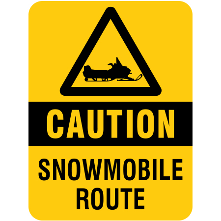 H201 Caution - Snowmobile Route 18" x 24" Yellow Reflective Aluminum Sign produced by Inter-Mtn.. Click to expand image