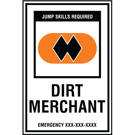 B212 12 x 18, Double Black Diamond Freeride Mountain Bike Trail Sign, Dirt Merchant, Emergency #, coroplast and 12 gauge sign grade aluminum sheeted with top quality, high performance print* or vinyl graphics, direct people in all trail systems, technical, cross-country, freeride, downhill, professional, difficulty levels, choose your symbol, custom, mountain bike risk and liability, safety, summer, trail, downhill.. Click to expand image