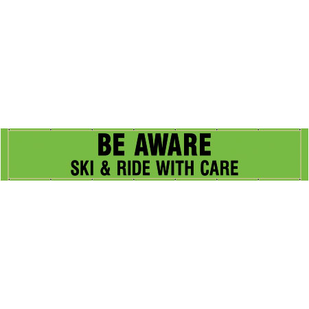 Large banner for Ski Resorts to mark Slow Areas. Made of hi vish mesh, tear and mildew resistant high tenacity polyester, coated with fade resistant high vis orange vinyl, grommets and sleeves on sides for bamboo poles. Click to expand image