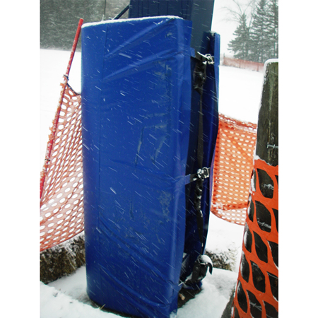Tower Pad 6' x 6' x 4" Open Cell Foam with Straps and Buckles Yellow 18oz Vinyl.. Click to expand image