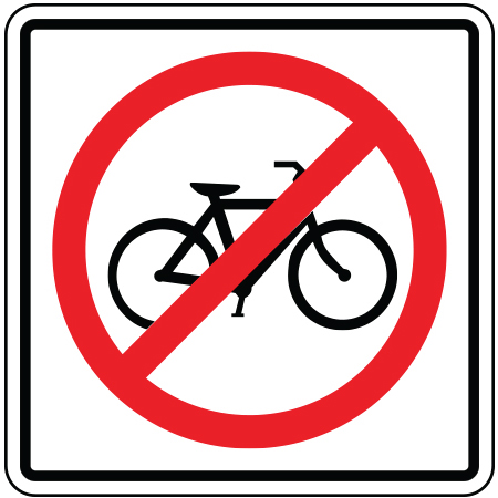 B-R-101 24" x 24" (actual size 60x60cm) Pedestrian & School Aluminum Sign - No Bikes Allowed - Reflective Sheeting ASTM 1 Engineer Grade.. Click to expand image