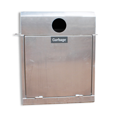Aluminum 1 Hole Garbage/Recycling Container with Standard Decals.. Click to expand image