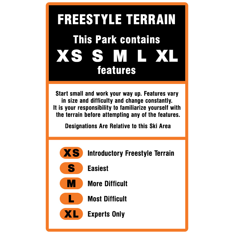 NEW updated for 2025 T05 36" x 58" Park Level Feature Sign, Choose Park Levels, Canadian Version, white reflective aluminum terrain park sign with rounded corners - ski area sign - Inter-Mtn.. Click to expand image