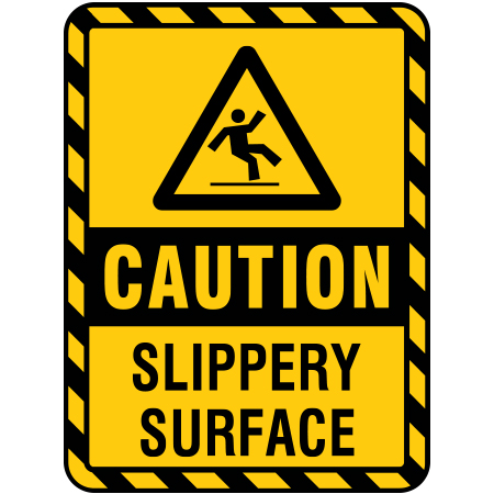H128 CAUTION Slippery Surface 18" x 24" Yellow Reflective Aluminum Sign produced by Inter-Mtn.. Click to expand image