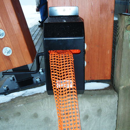 Aluminum Barrier Band / Rope Winder Closed Box Design with locking mechanism - 12" x 6" x 12".. Click to expand image