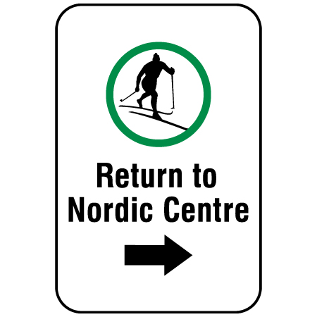 W170 Return to Nordic Centre 12" x 18", white reflective aluminum nordic sign with rounded corners - ski area sign - Inter-Mtn.. Click to expand image