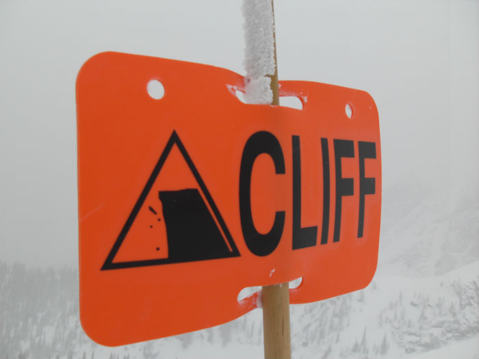 Orange Cliff Marking Sign for Ski Resorts. Polyethylene Disc that's lightweight, cost-effective, and UV-Protected. Click to expand image