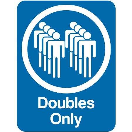 L122 Doubles Only 18" x 24" Blue Reflective Aluminum lift sign for ski areas - produced by Inter-Mtn.. Click to expand image