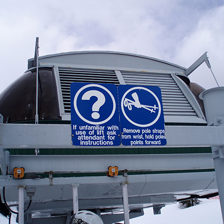Z01 If Unfamiliar With Use of Lift Ask Attendant For Instructions. 18" x 24" Blue reflective aluminum CSA - Z98 sign with rounded corners - ski area sign - Inter-Mtn.. Click to expand image