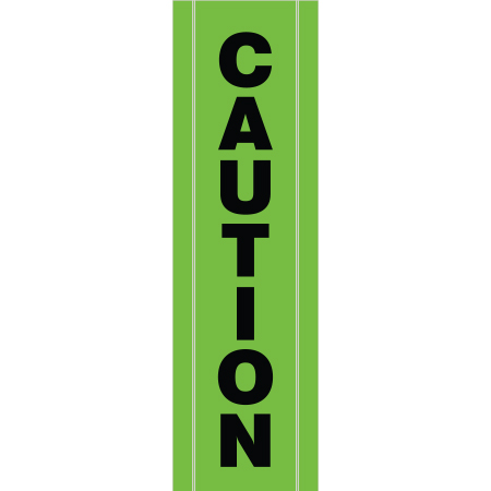 BV04 Caution, high visibility green vertical mesh banner 18x60, tear and mildew resistant high tenacity polyester, coated with fade resistant high vis green vinyl, grommets and sleeves on sides for bamboo poles. Click to expand image