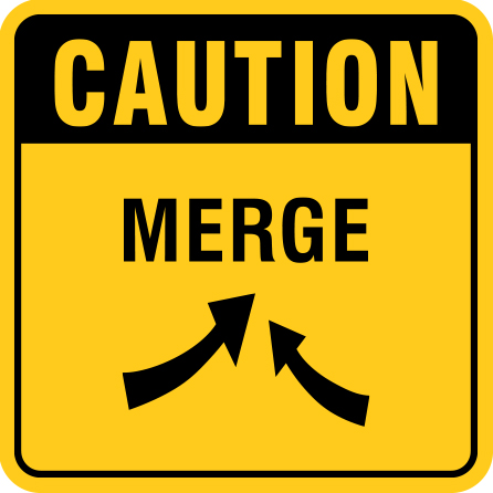 B403, 18 x 18, 12 x 12, caution merge, arrows, Mountain bike risk and liability, safety, summer, trail, downhill, available on white or yellow coroplast and 12 gauge sign grade aluminum sheeted with top quality, high performance print* or vinyl graphics.. Click to expand image