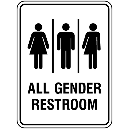 S130 All gender restroom. Aluminum 18" x 24" white and black general sign.. Click to expand image