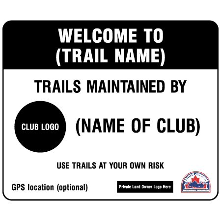 Trail head sign with logo customized sign for snowmobile clubs by Inter-Mtn.. Click to expand image