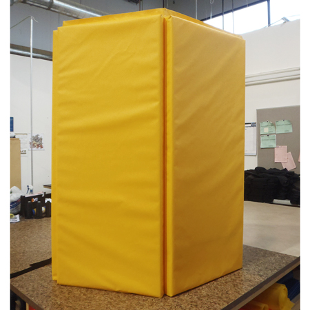 Sectional Tower Pad 5' tall x 6' wide (2' x 2' x 2') Panels with 2" Closed Cell Foam Straps and Buckles Yellow 18oz Vinyl.. Click to expand image