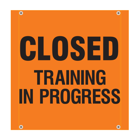 Closed Training in Progress High Vis orange banner
