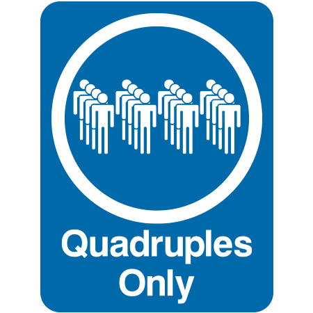 L124 Quadruples Only 18" x 24" Blue Reflective Aluminum lift sign for ski areas - produced by Inter-Mtn.. Click to expand image