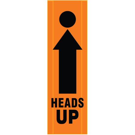 BV08 Heads Up, high visibility orange vertical mesh banner 18x60, high visibility orange mesh banner 84x30, tear and mildew resistant high tenacity polyester, coated with fade resistant high vis orange vinyl, grommets and sleeves on sides for bamboo poles. Click to expand image